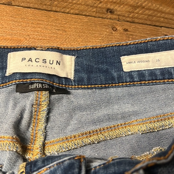 Pacsun Womens Blue Denim Jeggings Power Super Stretch Distressed Jeans Size 25 - Picture 5 of 5
